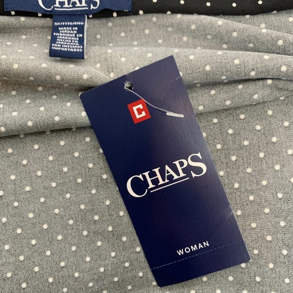 Brand New! Chaps Polka Dot Skirt 3X Pleated Elastic Waist Black White Stretchy - Picture 4 of 12